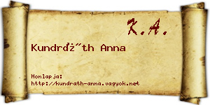 Kundráth Anna névjegykártya